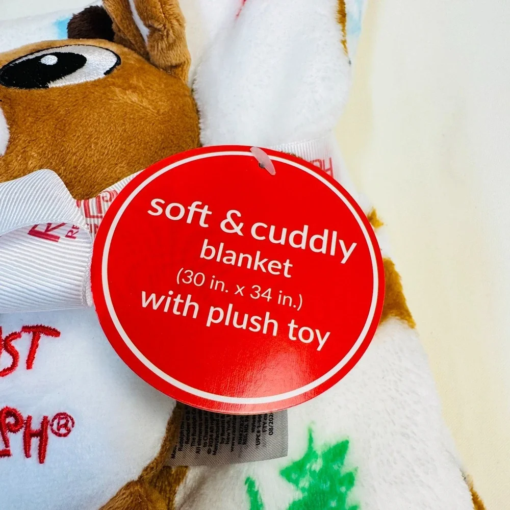 Rudolph the Red-Nosed Reindeer 2-Piece Plush Toy & Baby Blanket Holiday Gift NWT